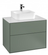 Тумба под раковину Villeroy & Boch Finion 80х50,1 см с подсветкой МДФ оливковый матовый лак/стекло белое матовое G08100GM