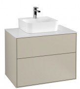 Тумба під раковину Villeroy & Boch Finion 80х50,1 см з підсвічуванням МДФ пісок матовий лак/скло біле матове G08100HH