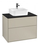 Тумба под раковину Villeroy & Boch Finion 80х50,1 см с подсветкой МДФ песок матовый лак/стекло черное матовое G08200HH