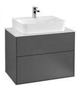 Тумба під раковину Villeroy & Boch Finion 80х50,1 см МДФ антрацит матовий лак/скло біле матове F09100GK