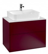 Тумба под раковину Villeroy & Boch Finion 80х50,1 см МДФ пион матовый лак/стекло белое матовое F09100HB