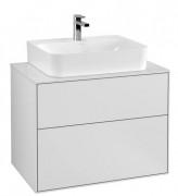 Тумба під раковину Villeroy & Boch Finion 80х50,1 см МДФ білий матовий лак/скло біле матове F09100MT