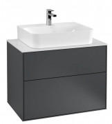 Тумба под раковину Villeroy & Boch Finion 80х50,1 см МДФ темно-синий матовый лак/стекло белое матовое F09100HG