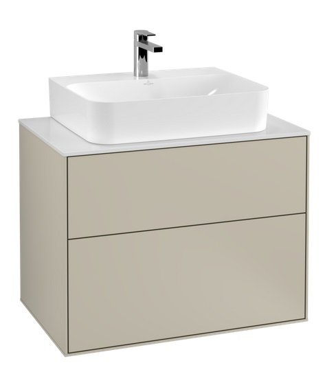 Тумба под раковину Villeroy & Boch Finion 80х50,1 см МДФ песок матовый лак/стекло белое матовое F09100HH