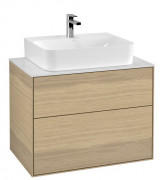 Тумба під раковину Villeroy & Boch Finion 80х50,1 см ДСП шпон дуба/скло біле матове F09100PC