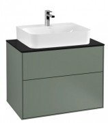 Тумба под раковину Villeroy & Boch Finion 80х50,1 см МДФ оливковый матовый лак/стекло черное матовое F09200GM