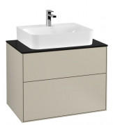 Тумба под раковину Villeroy & Boch Finion 80х50,1 см МДФ песок матовый лак/стекло черное матовое F09200HH