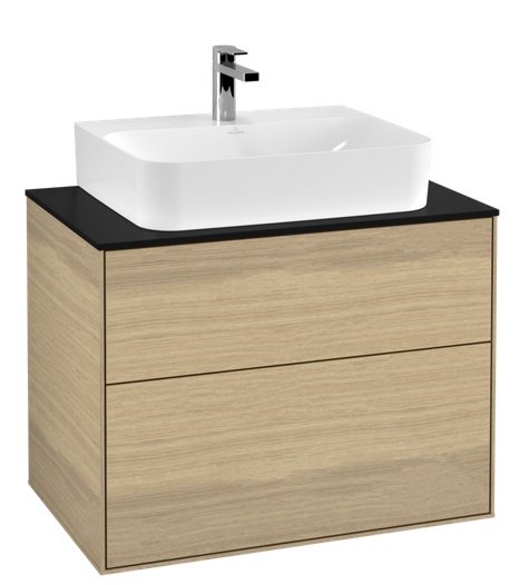 Тумба под раковину Villeroy & Boch Finion 80х50,1 см ДСП шпон дуба/стекло черное матовое F09200PC