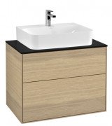 Тумба под раковину Villeroy & Boch Finion 80х50,1 см ДСП шпон дуба/стекло черное матовое F09200PC