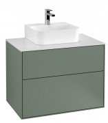 Тумба під раковину Villeroy & Boch Finion 80х50,1 см із підсвічуванням МДФ оливковий матовий лак/скло біле матове G08100GM