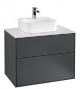 Тумба под раковину Villeroy & Boch Finion 80х50,1 см с подсветкой МДФ темно-синий матовый лак/стекло белое матовое G08100HG