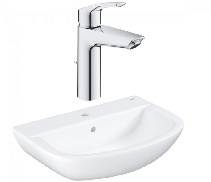 Раковина Grohe Bau Ceramic 60,9х44,2 см со смесителем Eurosmart New альпин-белый UA26129006