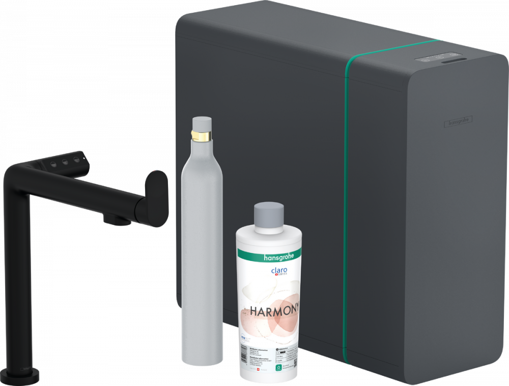 Змішувач для кухні Hansgrohe Aqittura M91 SodaSystem 240 одноважільний стартовий набір чорний матовий 76810670