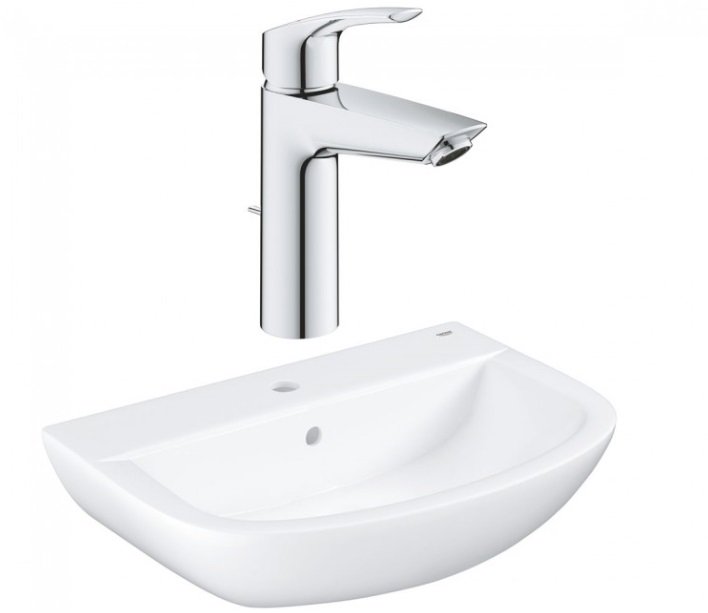 Раковина Grohe Bau Ceramic 60,9х44,2 см із змішувачем Eurosmart New альпін-білий UA26129006