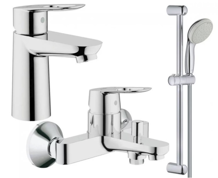 Комплект смесителей для ванной Grohe BauLoop 3 в 1 с душевым набором хром UA123214S1