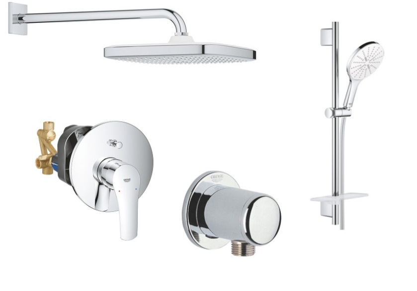 Душевая система скрытого монтажа Grohe Eurosmart New с верхним душем Tempesta 250 Cube хром UA26415SC5