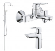 Комплект смесителей для ванной Grohe BauLoop 3 в 1 с душевой системой хром UA123215TM