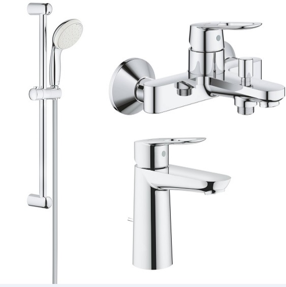 Комплект смесителей для ванной Grohe BauLoop 3 в 1 с душевым набором хром UA123215M1