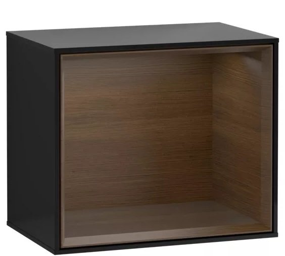 Стелаж для ванної Villeroy & Boch Finion 41,8х35,6х27 см МДФ глянсовий чорний лак/шпон волоського горіха FD10GNPH
