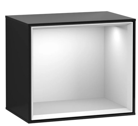Стелаж для ванної Villeroy & Boch Finion 41,8х35,6х27 см МДФ глянсовий чорний лак/білий матовий лак FD10MTPH