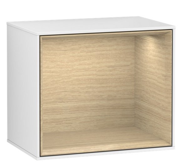 Стеллаж для ванной Villeroy & Boch Finion 41,8х35,6х27 см МДФ глянцевый белый лак/шпон дуба FD10PCGF