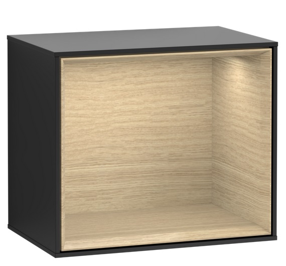 Стелаж для ванної Villeroy & Boch Finion 41,8х35,6х27 см МДФ чорний матовий лак/шпон дуба FD10PCPD