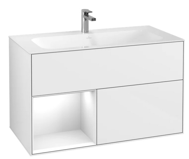 Тумба под раковину Villeroy & Boch Finion 99,6х49,8 см с подсветкой МДФ глянцевый белый лак G030GFGF