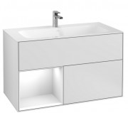 Тумба под раковину Villeroy & Boch Finion 99,6х49,8 см с подсветкой МДФ белый матовый лак/глянцевый белый лак G030GFMT