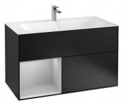 Тумба под раковину Villeroy & Boch Finion 99,6х49,8 см с подсветкой МДФ черный матовый лак/светло-серый матовый лак G030GJPD