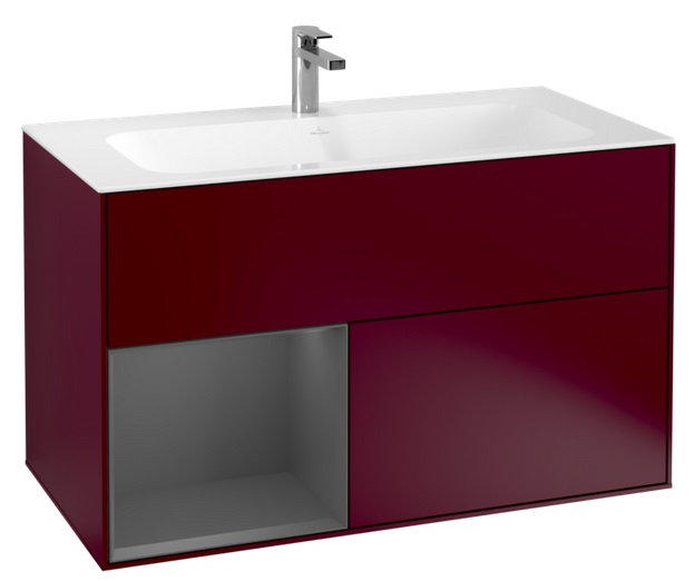 Тумба под раковину Villeroy & Boch Finion 99,6х49,8 см с подсветкой МДФ пион матовый лак/антрацит матовый лак G030GKHB