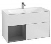 Тумба под раковину Villeroy & Boch Finion 99,6х49,8 см с подсветкой МДФ белый матовый лак/антрацит матовый лак G030GKMT