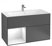 Тумба под раковину Villeroy & Boch Finion 99,6х49,8 см с подсветкой МДФ антрацит матовый лак/глянцевый белый лак G030GFGK