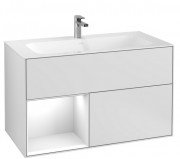 Тумба под раковину Villeroy & Boch Finion 99,6х49,8 см с подсветкой МДФ белый матовый лак/глянцевый белый лак G030GFMT