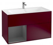 Тумба под раковину Villeroy & Boch Finion 99,6х49,8 см с подсветкой МДФ пион матовый лак/антрацит матовый лак G030GKHB