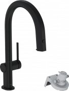 Смеситель для кухни Hansgrohe Aqittura M91 FilterSystem 210 однорычажный выдвижной излив sBox черный матовый 76826670