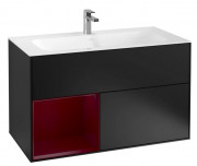 Тумба под раковину Villeroy & Boch Finion 99,6х49,8 см с подсветкой МДФ черный матовый лак/пион матовый лак G030HBPD