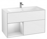 Тумба под раковину Villeroy & Boch Finion 99,6х49,8 см с подсветкой МДФ глянцевый белый лак/белый матовый лак G030MTGF