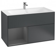 Тумба под раковину Villeroy & Boch Finion 99,6х49,8 см с подсветкой МДФ темно-синий матовый лак/антрацит матовый лак G030GKHG
