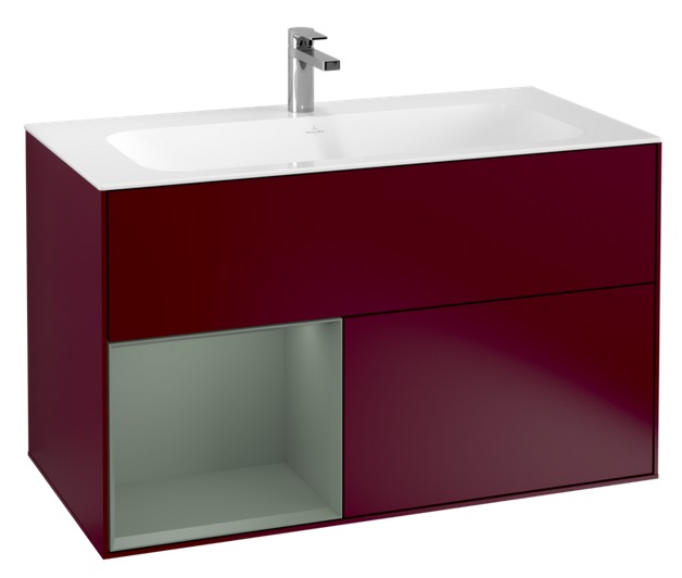 Тумба под раковину Villeroy & Boch Finion 99,6х49,8 см с подсветкой МДФ пион матовый лак/оливковый матовый лак G030GMHB