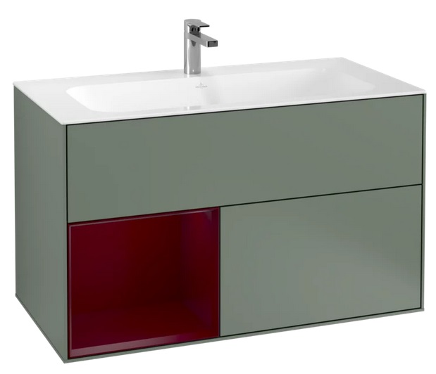 Тумба под раковину Villeroy & Boch Finion 99,6х49,8 см с подсветкой МДФ оливковый матовый лак/пион матовый лак G030HBGM