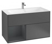 Тумба под раковину Villeroy & Boch Finion 99,6х49,8 см с подсветкой МДФ антрацит матовый лак/темно-синий матовый лак G030HGGK