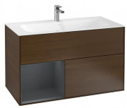 Тумба под раковину Villeroy & Boch Finion 99,6х49,8 см с подсветкой ДСП шпон грецкого ореха/темно-синий матовый лак G030HGGN