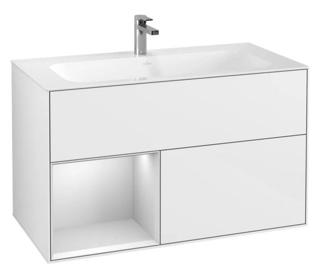 Тумба под раковину Villeroy & Boch Finion 99,6х49,8 см с подсветкой МДФ глянцевый белый лак/белый матовый лак G030MTGF