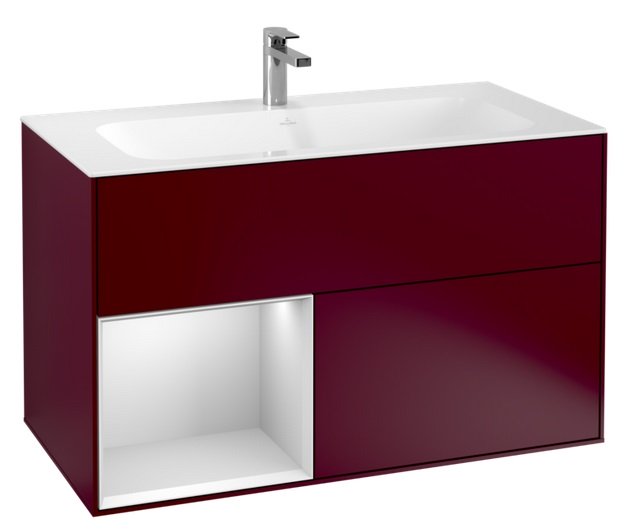 Тумба под раковину Villeroy & Boch Finion 99,6х49,8 см с подсветкой МДФ пион матовый лак/белый матовый лак G030MTHB