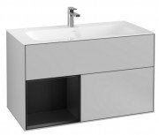 Тумба під раковину Villeroy & Boch Finion 99,6х49,8 см з підсвічуванням МДФ світло-сірий матовий лак/чорний матовий лак G030PDGJ