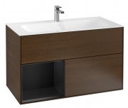 Тумба под раковину Villeroy & Boch Finion 99,6х49,8 см с подсветкой ДСП шпон грецкого ореха/черный матовый лак G030PDGN