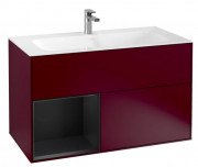 Тумба под раковину Villeroy & Boch Finion 99,6х49,8 см с подсветкой МДФ пион матовый лак/черный матовый лак G030PDHB