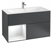 Тумба под раковину Villeroy & Boch Finion 99,6х49,8 см с подсветкой МДФ темно-синий матовый лак/глянцевый белый лак G030GFHG