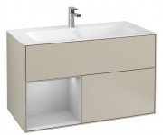 Тумба под раковину Villeroy & Boch Finion 99,6х49,8 см с подсветкой МДФ песок матовый лак/светло-серый матовый лак G030GJHH