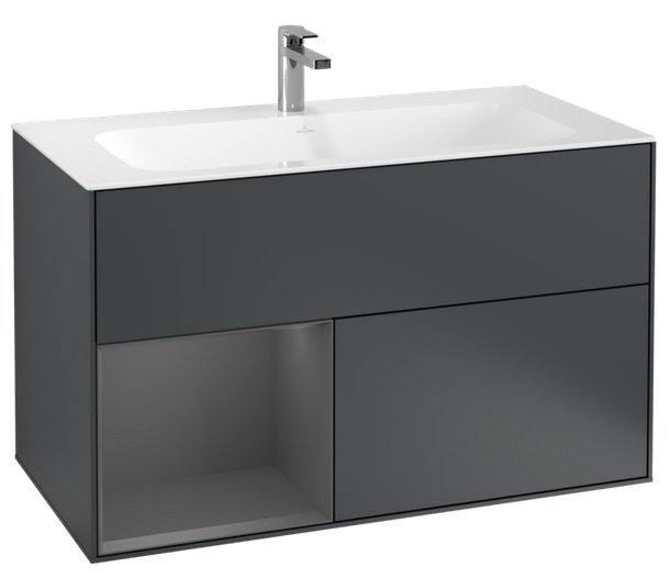Тумба під раковину Villeroy & Boch Finion 99,6х49,8 см з підсвічуванням темно-синій матовий лак/антрацит матовий лак G030GKHG
